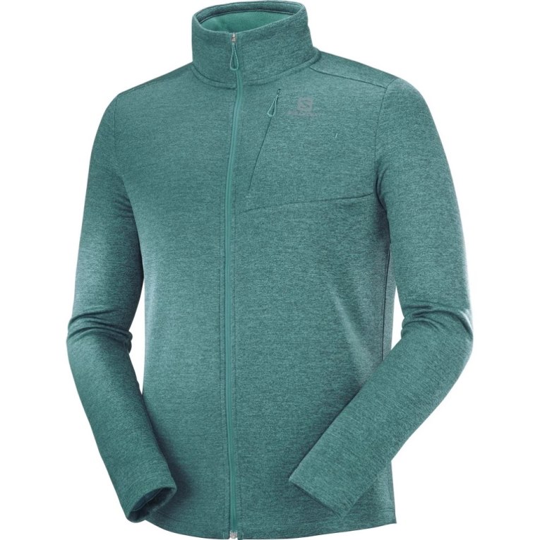 Turquoise Salomon Essential Lightwarm Heather Full Zip Men's Jackets | PH 26395K